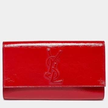 Pre Owned Yves Saint Laurent Red Patent Leather Belle De Jour Flap Clutch