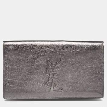 Pre Owned Yves Saint Laurent Metallic Leather Belle De Jour Clutch