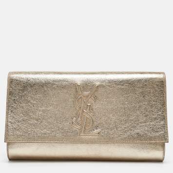 Pre Owned Yves Saint Laurent Gold Leather Belle De Jour Clutch