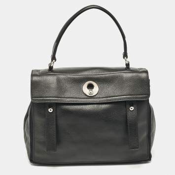 Pre Owned Yves Saint Laurent Black Leather Medium Muse Two Top Handle Bag