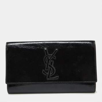 Pre Owned Yves Saint Laurent Black Patent Leather Belle De Jour Clutch