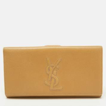 Pre Owned Yves Saint Laurent Beige Leather Belle De Jour Continental Wallet