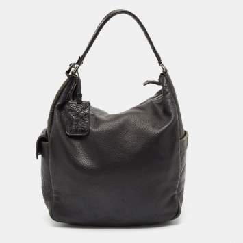 Pre Owned Yves Saint Laurent Black Pebbled Leather and Alligator Multy Hobo