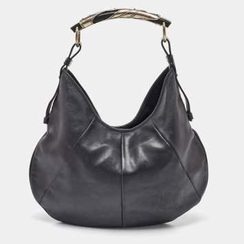 Pre Owned Yves Saint Laurent Black Leather Mombasa Hobo