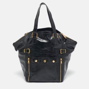Pre Owned Yves Saint Laurent Black Patent Leather Large Downtown Tote