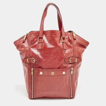 Yves Saint Laurent Red Patent Leather Large Downtown Tote 