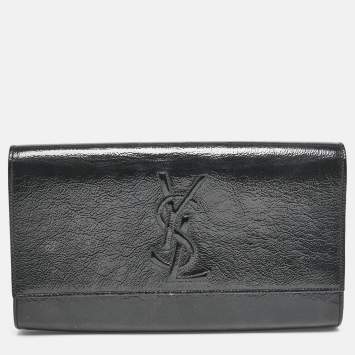 Pre Owned Yves Saint Laurent Black Patent Leather Belle De Jour Flap Clutch