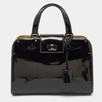 Pre Owned Yves Saint Laurent Black Patent Leather Uptown Satchel