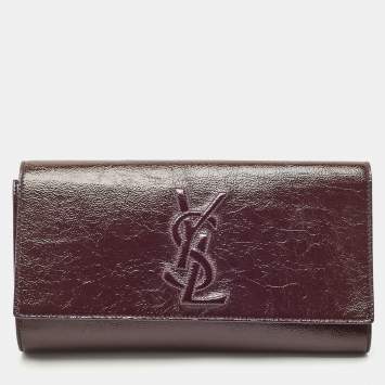 Pre Owned Yves Saint Laurent Purple Patent Leather Belle De Jour Clutch