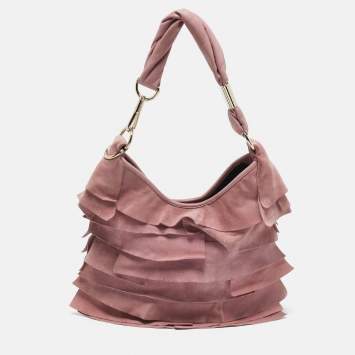 Pre Owned Yves Saint Laurent Pink Suede Small St. Tropez Hobo