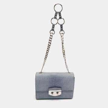 Yves Saint Laurent Blue Lizard Embossed Leather Le Sixieme Shoulder Bag