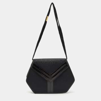 Yves Saint Laurent Black Nylon and Patent Leather Vintage Shoulder Bag