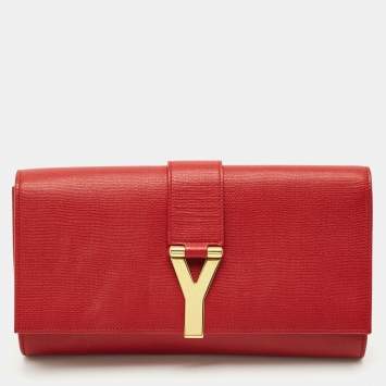 Yves Saint Laurent Red Leather Ligne Y Clutch