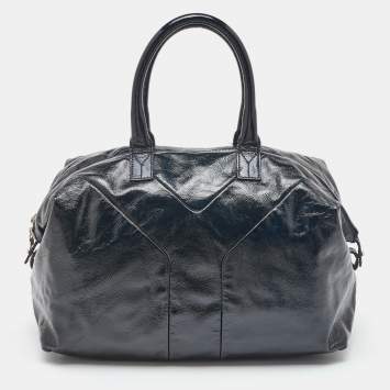 Pre Owned Yves Saint Laurent Midnight Blue Patent Leather Easy Y Satchel