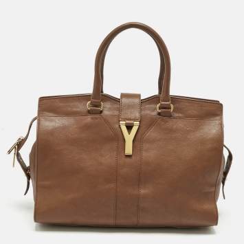 Pre Owned Yves Saint Laurent Brown Leather Medium Cabas Chyc Tote