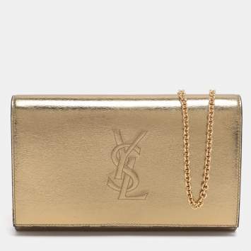Pre Owned Yves Saint Laurent Gold Leather Belle de Jour Chain Clutch