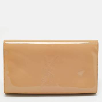 Pre Owned Yves Saint Laurent Beige Patent Leather Belle De Jour Clutch