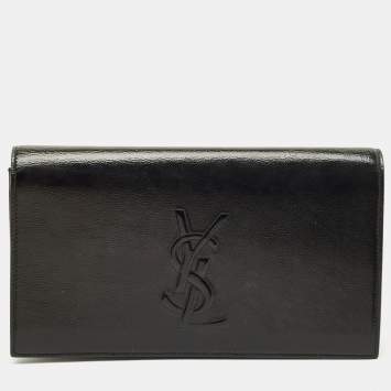 Pre Owned حقيبة كلتش إيف سان لوران بيل دو جور جلد أسود لامع