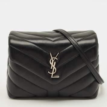 مملوكة مسبقًا Saint Laurent Toy Loulou Black Matelassé Leather Crossbody Bag