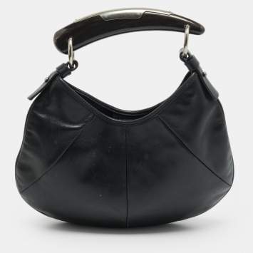 Pre Owned Yves Saint Laurent Mombasa Mini Black Leather Hobo