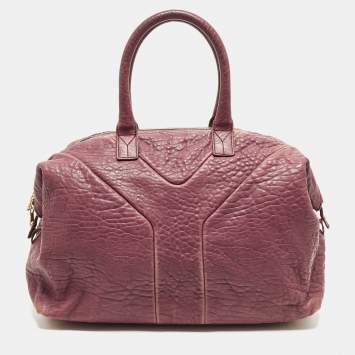Pre Owned Yves Saint Laurent Easy Y Mauve Pink Pebbled Leather Bag