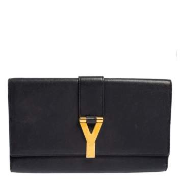 Pre Owned Yves Saint Laurent Blue Leather Y-Ligne Clutch