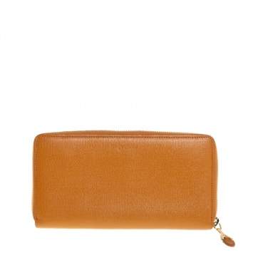 Pre Owned Yves Saint Laurent Tan Leather Zip Around Wallet