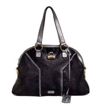 Pre Owned Yves Saint Laurent Black/Grey Calf Hair and Leather Large Muse Satchel
