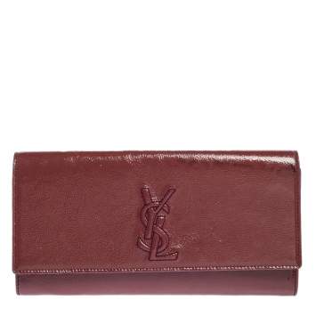 Pre Owned Yves Saint Laurent Pink Patent Leather Small Belle De Jour Flap Clutch