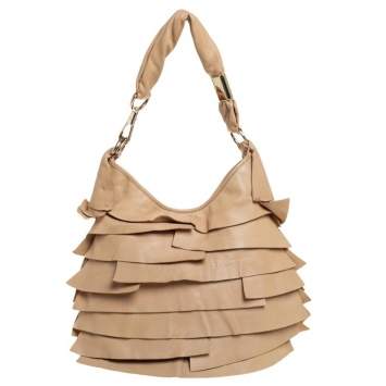 Pre Owned  Yves Saint Laurent Beige Leather Small St Tropez Hobo