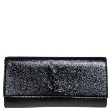 Pre Owned Yves Saint Laurent Black Patent Leather Small Belle De Jour Flap Clutch
