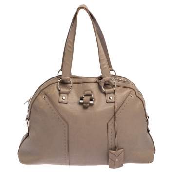 Pre Owned Yves Saint Laurent Beige Leather Large Muse Bag