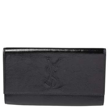 Pre Owned Yves Saint Laurent Black Patent Leather Belle De Jour Flap Clutch