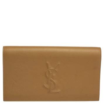 Pre Owned Yves Saint Laurent Beige Leather Belle De Jour Flap Clutch