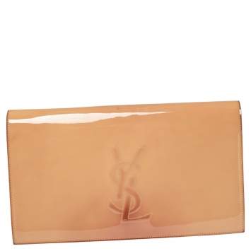 Pre Owned Yves Saint Laurent Beige Patent Leather Belle De Jour Clutch