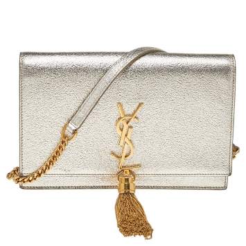 Pre Owned Yves Saint Laurent Gold Leather Small Kate Shoulder Bag