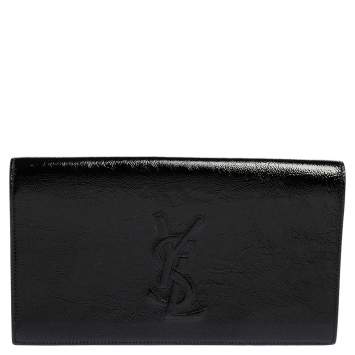 Pre Owned Yves Saint Laurent Black Patent Leather Belle De Jour Clutch