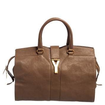 Pre Owned Yves Saint Laurent Brown Leather Medium Cabas Chyc Tote