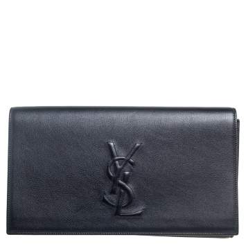 Pre Owned Yves Saint Laurent Black Leather Belle De Jour Flap Clutch