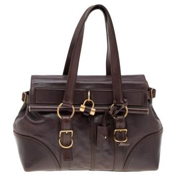 Pre Owned Yves Saint Laurent Dark Brown Leather Muse Bag