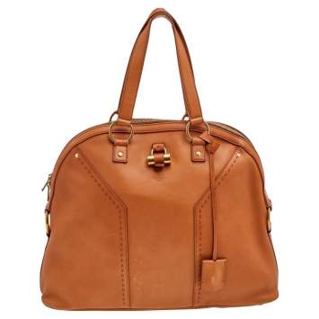 Pre Owned Yves Saint Laurent Tan Leather Large Muse Satchel
