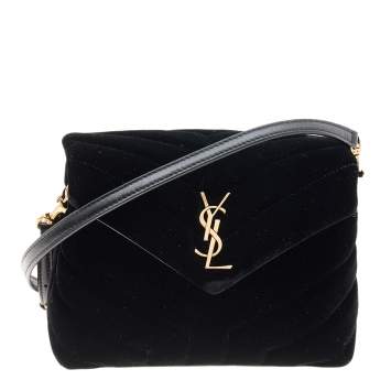 Pre Owned Saint Laurent Black Velvet Loulou Shoulder Bag