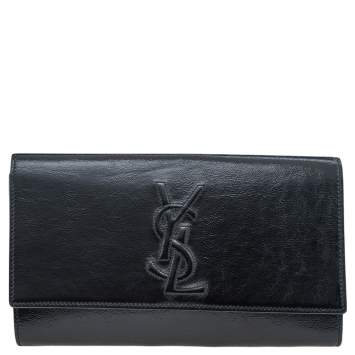 Pre Owned Yves Saint Laurent Black Patent Leather Belle De Jour Flap Clutch