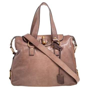 Pre Owned Yves Saint Laurent Beige Glossy Leather Rive Gauche Satchel