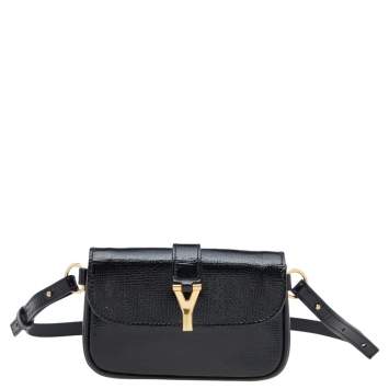 Pre Owned Yves Saint Laurent Black Patent Chyc Mini Belt Bag