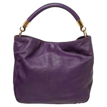 Pre Owned Yves Saint Laurent Purple Leather Roady Hobo