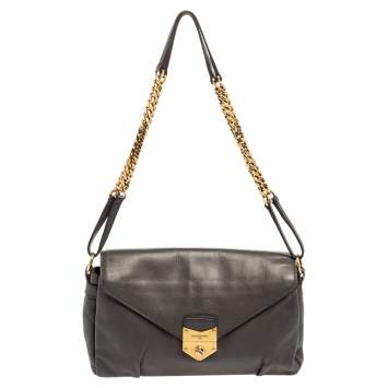 Pre Owned Yves Saint Laurent Grey Leather Dandy Shoulder Bag