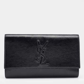 Pre Owned Yves Saint Laurent Black Patent Leather Belle De Jour Flap Clutch