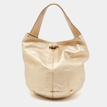 Pre Owned Yves Saint Laurent Gold Leather Hobo