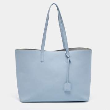 Pre Owned Saint Laurent Blue Leather East West Shopping Tote
